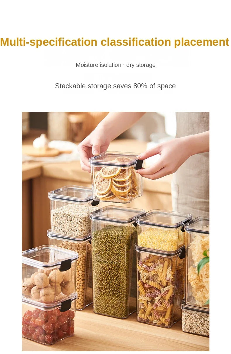 Plastic Food Storage Containers with Lid, Jars for Bulk Cereals, Kitchen Organizers, Pantry Organizer, Home Set