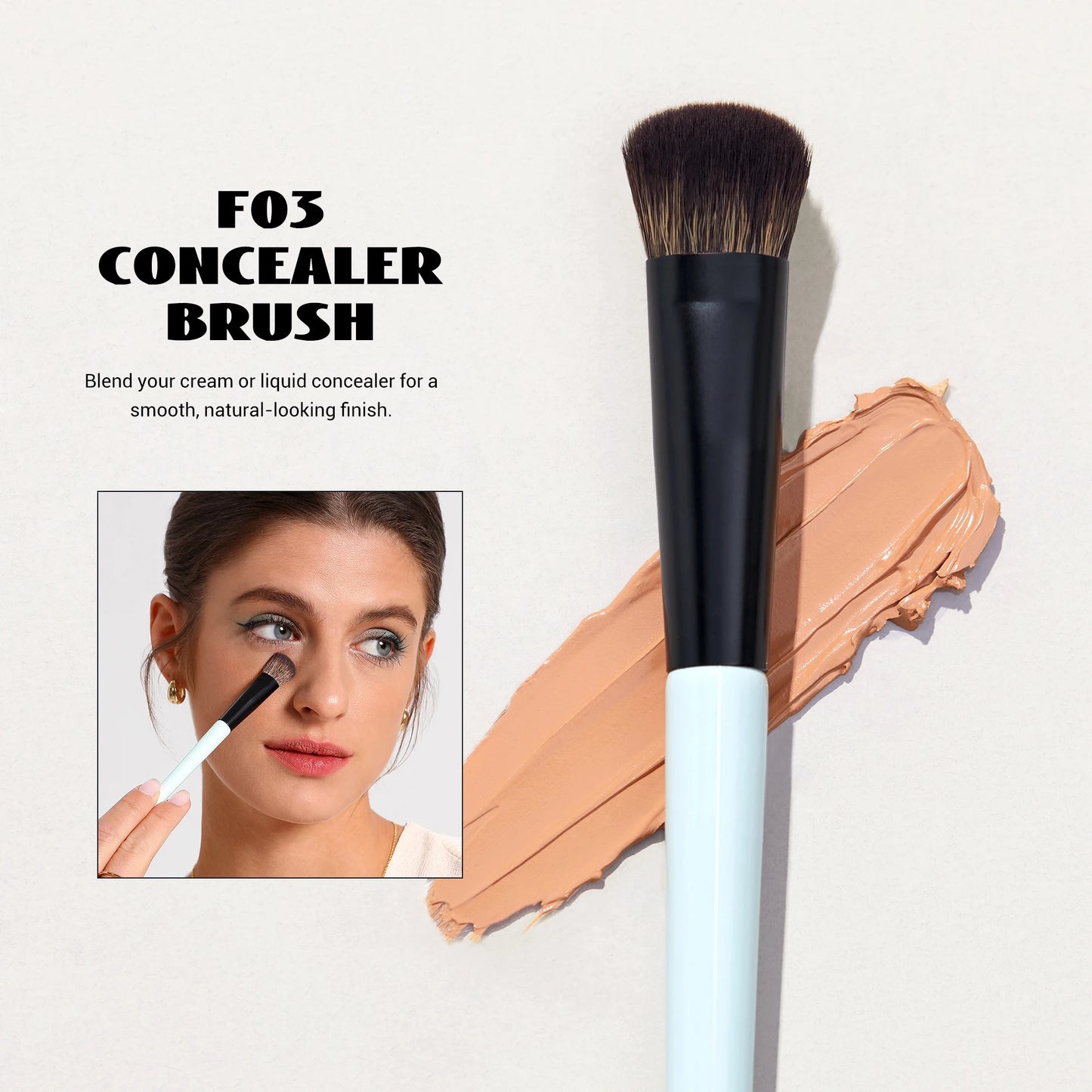 Jessup Face Makeup Brushes Set 2/3/5pcs,Double Ended Makeup Brush Foundation Contour Concealer, Cruelty -free, Bright Cyan T503