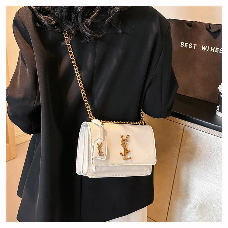 2025 Best Selling Luxury Women's Chain Crossbody Bag - Spacious Square Shoulder Bag With Phone Compartment For Commuters