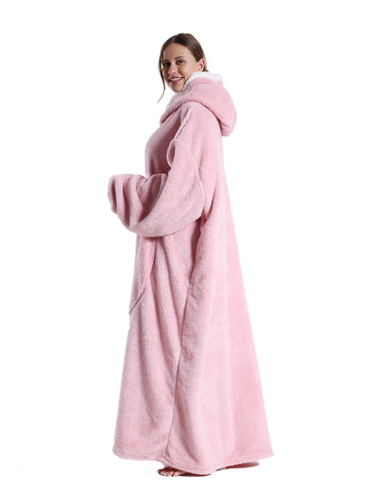 Adults Long Blanket with Sleeves Winter Hoodies Sweatshirt Plus Size Feminino Fleece Wearable Blanket Hoodie Oversized
