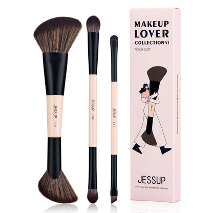 Jessup Face Makeup Brushes Set 2/3/5pcs,Double Ended Makeup Brush Foundation Contour Concealer, Cruelty -free, Bright Cyan T503