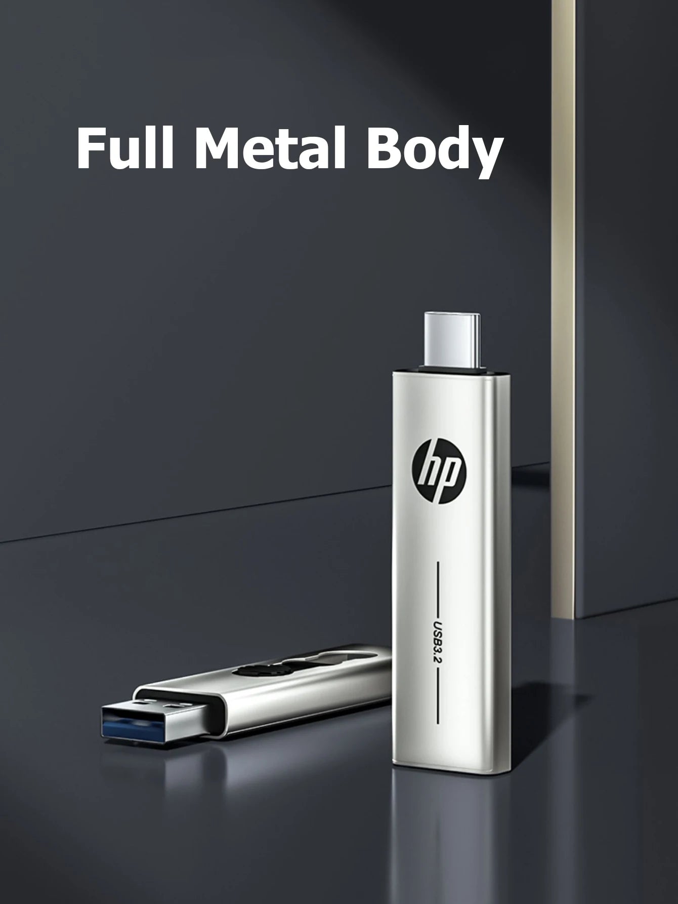 HP Type C Flash Drive 64GB 128GB 256GB 2 in 1 OTG USB3.2 Dual Use USB Flash Drive for Computer Mobile Phone Mini PC