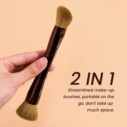 MAANGE Multifunctional Double Head Makeup Brush for Flat Top Blush Contour Concealer Brush Blending Soft Hair Makeup Beauty Gift