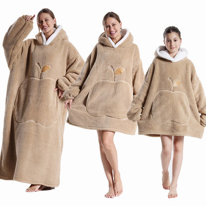 Men Women Oversized Blanket Hoodie - Extra Long Warm Soft Fleece Pullover with Long Flannel Sleeves