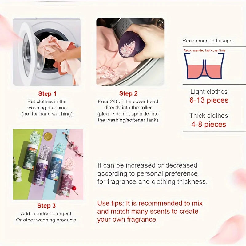 New Luxurious Scented Laundry Beads - Softens & Freshens Fabrics, Gentle Cleaning, Available in 4 Scents,Perfect for Home & Dorm