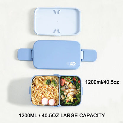 2in1 Bento Box,2 Layer Lunch Box for Adult Kids, 63oz Stackable Lunch Container with Spoons & forks,Leak Proof,Microwave Safe