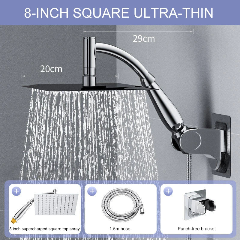 Bathroom 6 ”8 inch shower head ABS Chrome shower head water saving bathroom rain spa square handheld ELA087-1