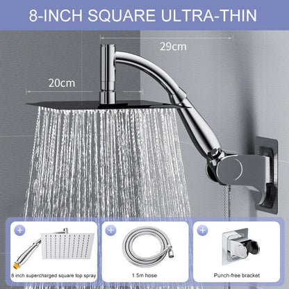 Bathroom 6 ”8 inch shower head ABS Chrome shower head water saving bathroom rain spa square handheld ELA087-1