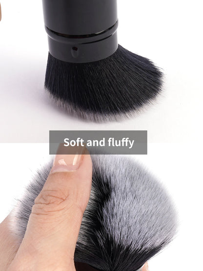 MAANGE 3-Pack Multifunctional Face Makeup Brushes, Nylon Bristle Wand, Unscented, Metal Handle, Portable Retractable Design