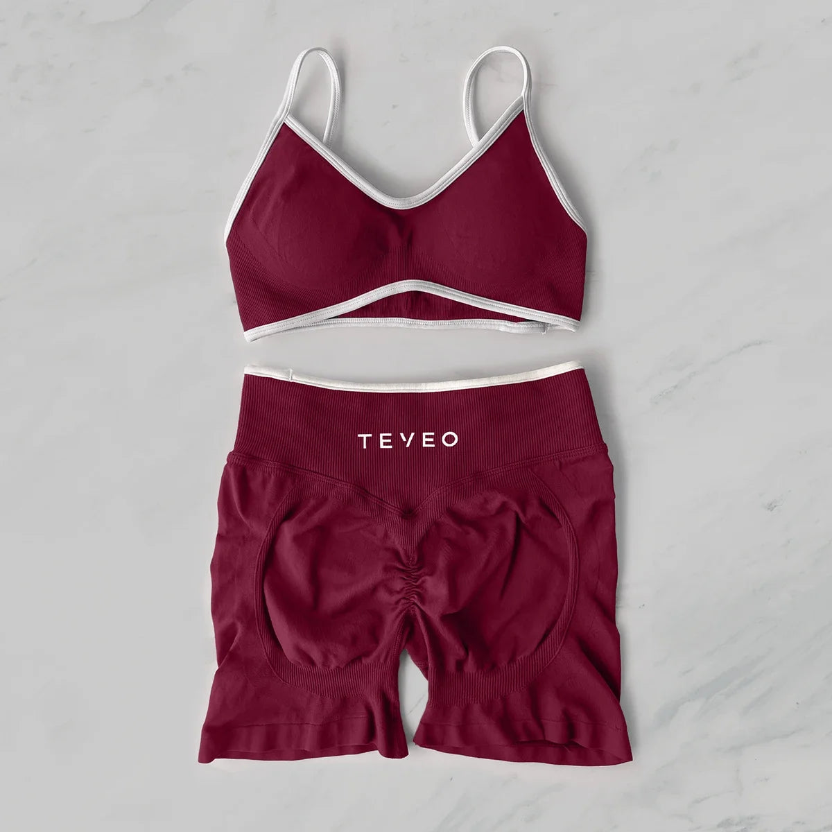 TEVEO  Yoga Women's High-Waist Tummy Control Fitness Leggings Sportswear Gym Workout Running Pants 2 Pieces Gym Set