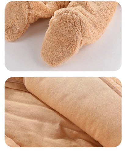 Newborn Baby Winter Jacket Warm Hooded Infant Romper Thicken Soft Cotton Boys Jumpsuit Cartoon Baby Girl Clothes 0 to 12 Months