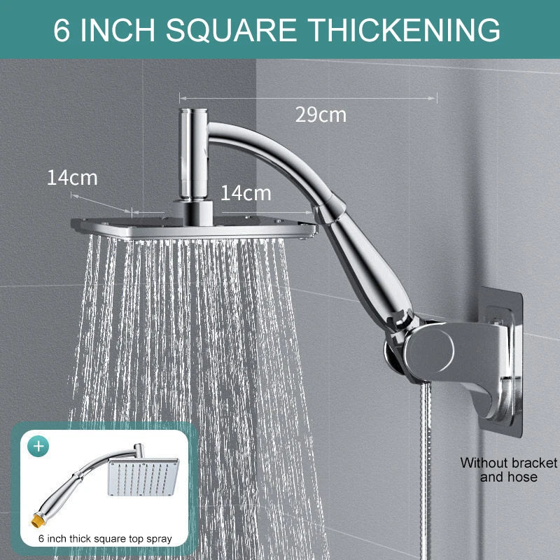 Bathroom 6 ”8 inch shower head ABS Chrome shower head water saving bathroom rain spa square handheld ELA087-1