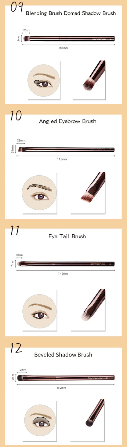 Hourglass Makeup Brush Set & Kit Include Powder Foundation Concealer Lip Blusher Bronzer Eyeshadow Eyeliner Highlight Brush