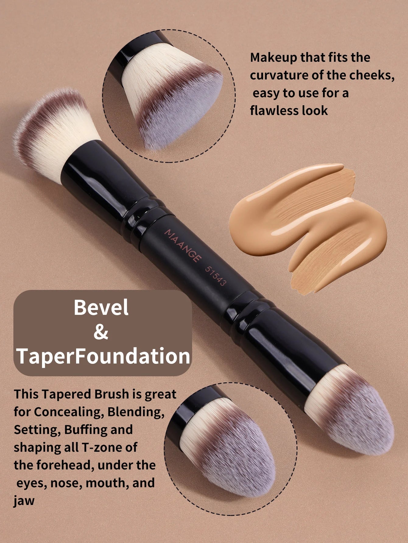 MAANGE 4pcs Dual-ended Makeup Brushes Set With Box Foundations Powder Conceal Blush for Eyeshadow Basic Brush Beginner Travel