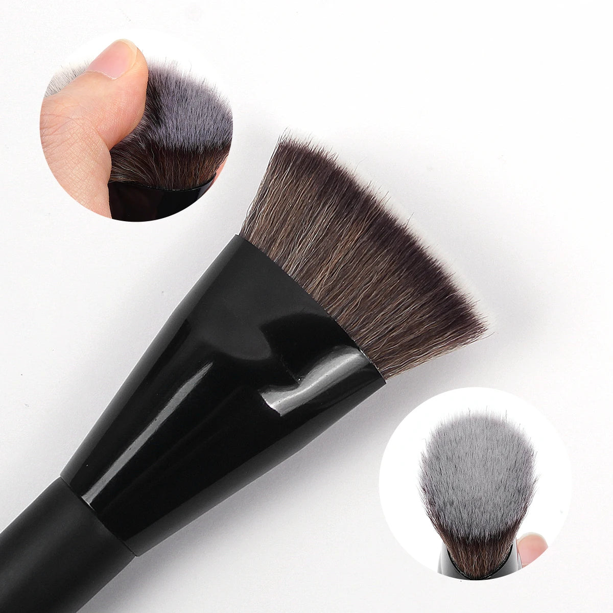 MAANGE 2PCS Flawless Makeup Brush Flat/Angle Foundation Contour Brush Under Eyes Makeup Brush for Liquid Cream Beauty Tools