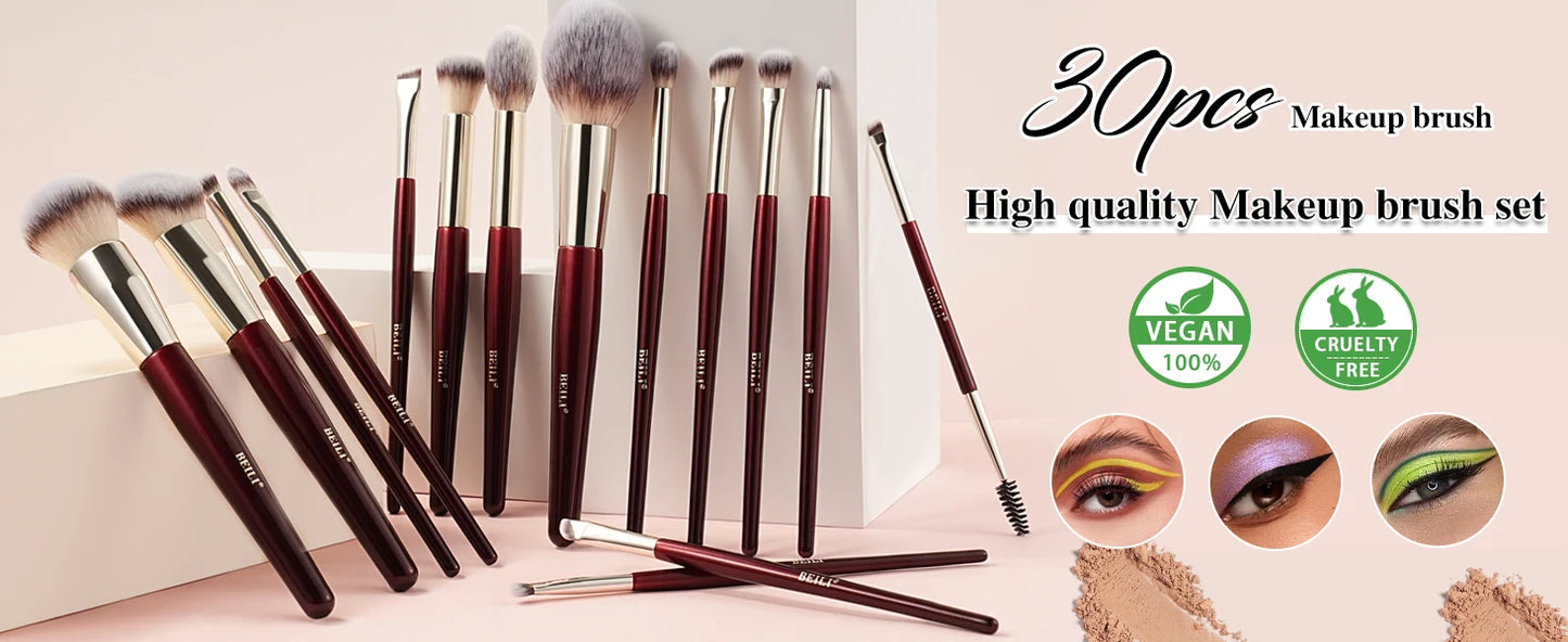 BEILI Professional Makeup Brushes Set 9/15/30 Pcs Foundation Contour Eyeshadow Blending Synthetic Hair Beauty Cosmetics Brush