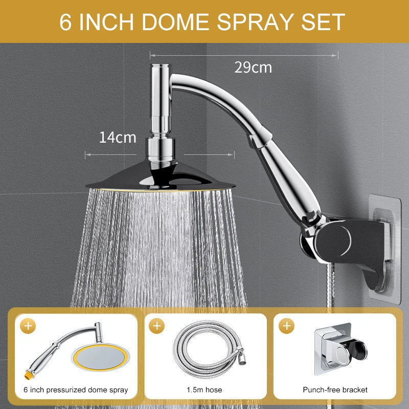 Bathroom 6 ”8 inch shower head ABS Chrome shower head water saving bathroom rain spa square handheld ELA087-1