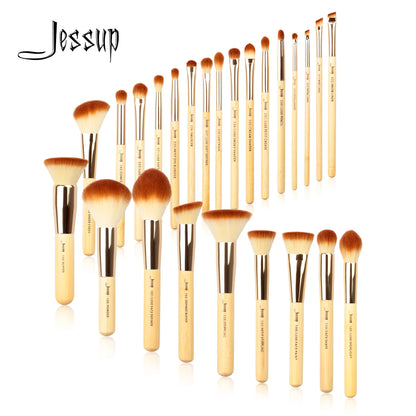 Jessup Professional Makeup Brushes Set Foundation Powder Eyeshadow Liner Blending Brush Make Up Tools Kit Bamboo Synthetic Hair