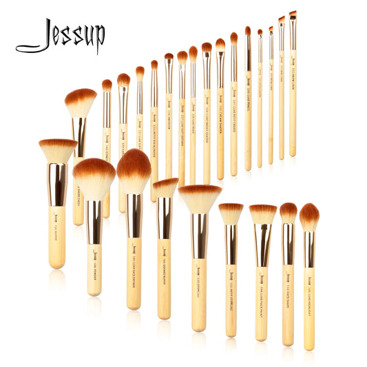 Jessup Professional Makeup Brushes Set Foundation Powder Eyeshadow Liner Blending Brush Make Up Tools Kit Bamboo Synthetic Hair