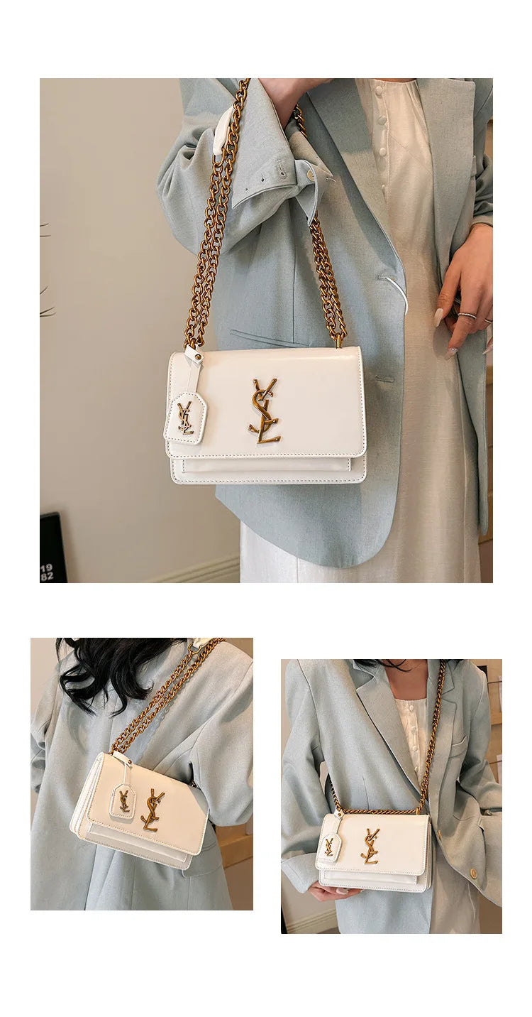 2025 Best Selling Luxury Women's Chain Crossbody Bag - Spacious Square Shoulder Bag With Phone Compartment For Commuters