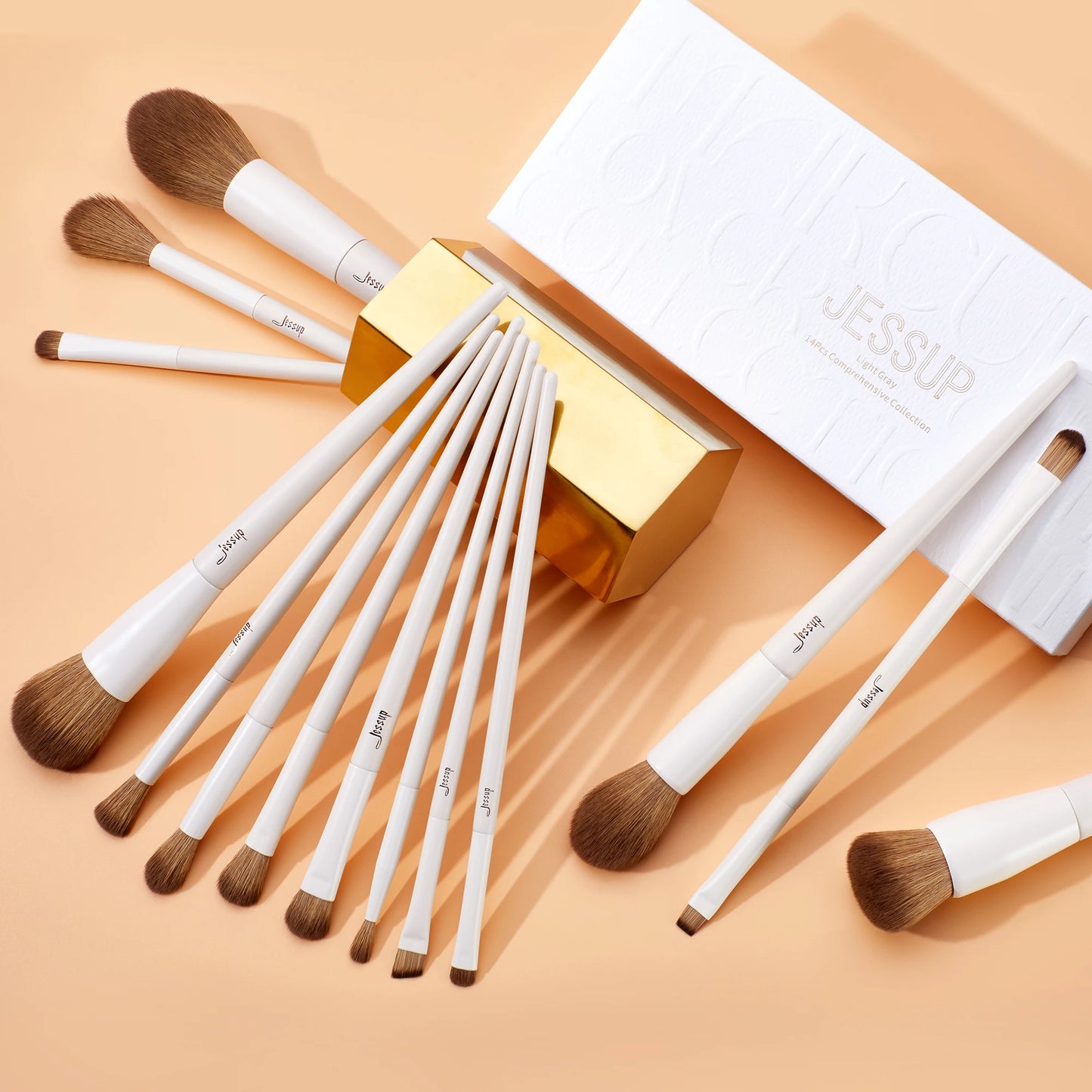 Jessup Makeup Brushes 10-14pc Makeup Brush set Synthetic Foundation Brush Powder Contour Eyeshadow Liner Blending Highlight T329