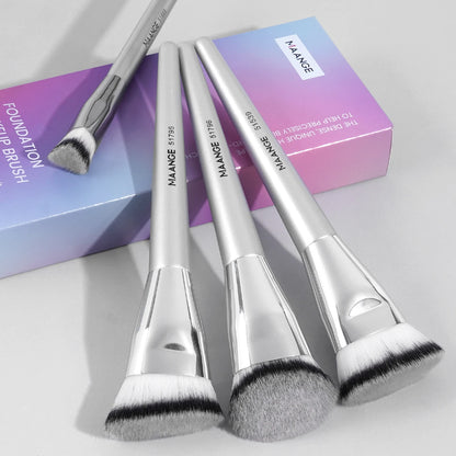 MAANGE 4pcs Main Makeup Brushes Set Flat Top Foundation Brushes Angled Contoured Brush Dense Bristle Face Makeup Tool for Beauty