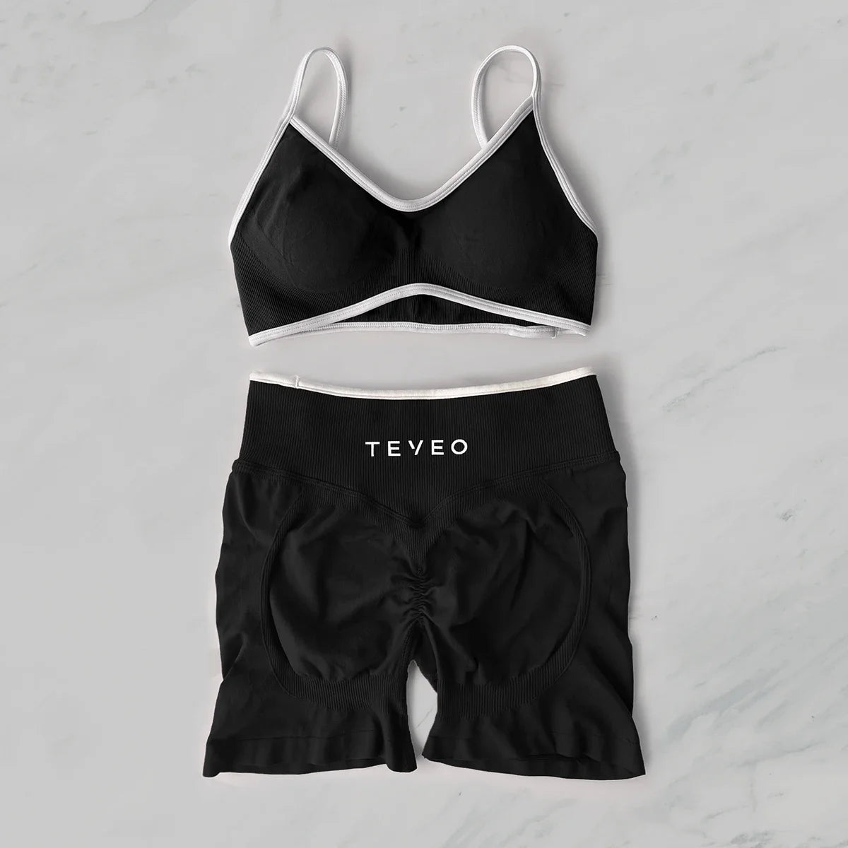 TEVEO  Yoga Women's High-Waist Tummy Control Fitness Leggings Sportswear Gym Workout Running Pants 2 Pieces Gym Set