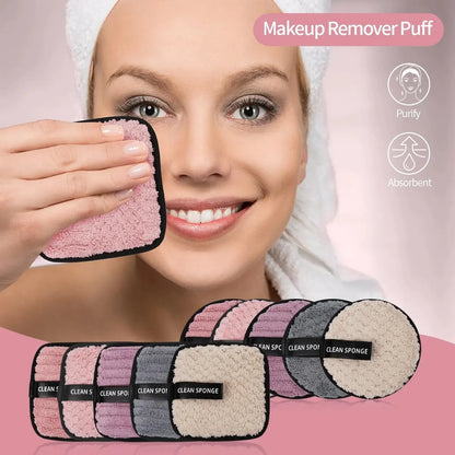 MAANGE 10pcs Makeup Remover Microfiber Cotton Pad Cosmetics Washable Makeup Towel Cleaning Sponge Skin Care Tool