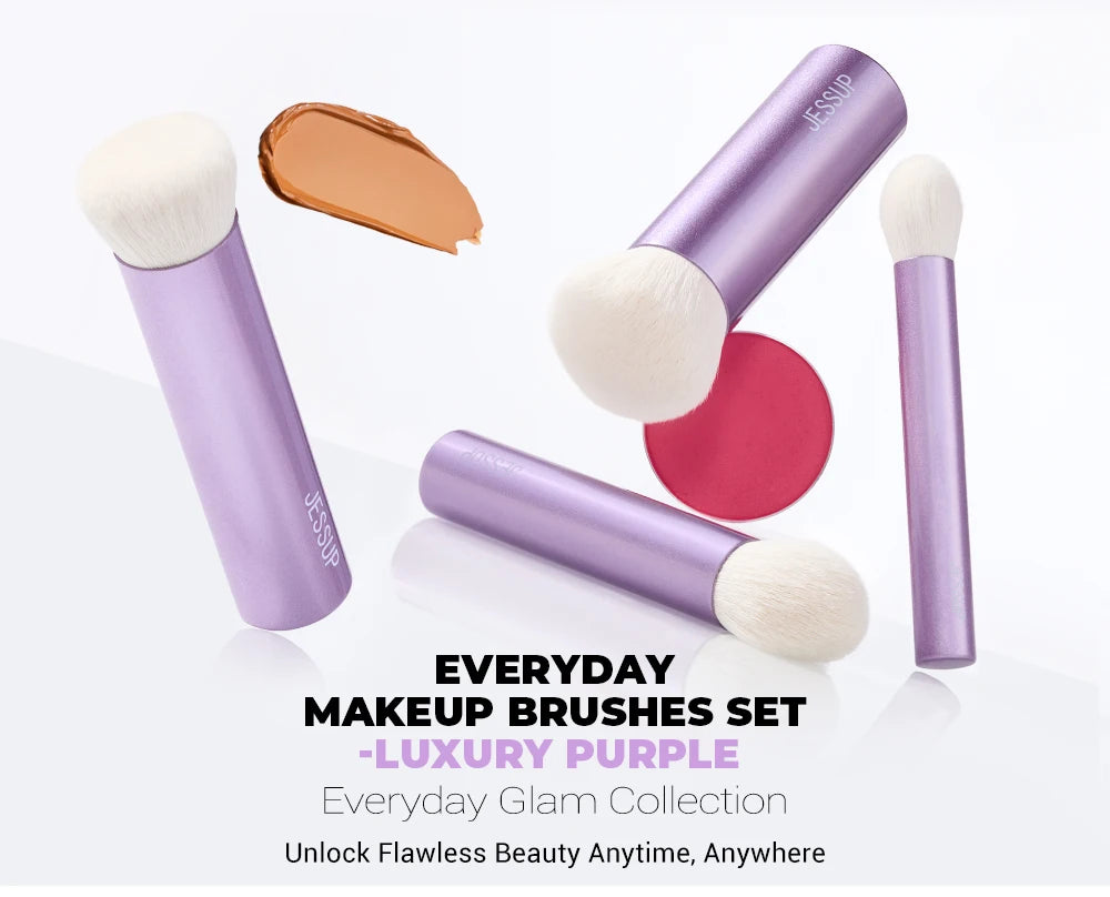 Jessup Makeup Brushes Set Face Kabuki Brush Foundation Contour Powder Complexion Blush Bronzer,Premium Synthetic, Luxury Purple