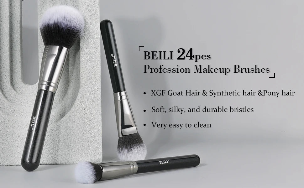 BEILI Professional Black Makeup Brushes Set Synthetic Hair Kabuki Foundation Blush Eyeshadow Smoky Brush Beauty Tool For Women
