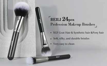 BEILI Professional Black Makeup Brushes Set Synthetic Hair Kabuki Foundation Blush Eyeshadow Smoky Brush Beauty Tool For Women
