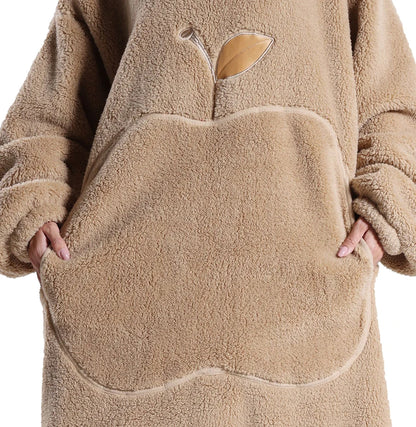 New Warm Wearable Blanket Winter Sweatshirt Oversized Flannel Sherpa Long Hoodie for Adults