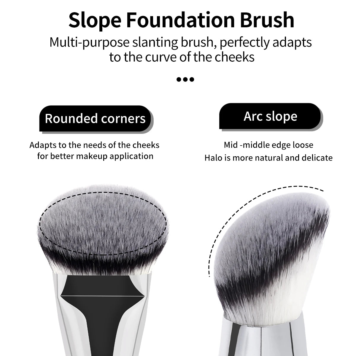MAANGE 4pcs Main Makeup Brushes Set Flat Top Foundation Brushes Angled Contoured Brush Dense Bristle Face Makeup Tool for Beauty