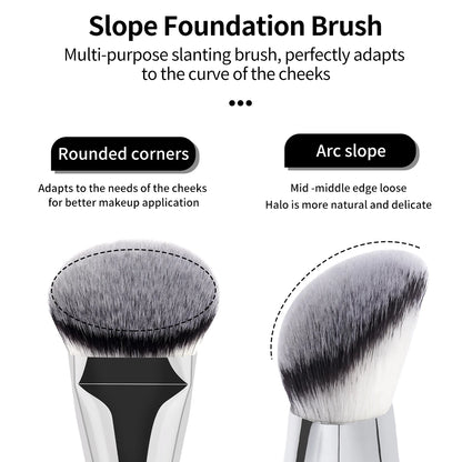 MAANGE 4pcs Main Makeup Brushes Set Flat Top Foundation Brushes Angled Contoured Brush Dense Bristle Face Makeup Tool for Beauty