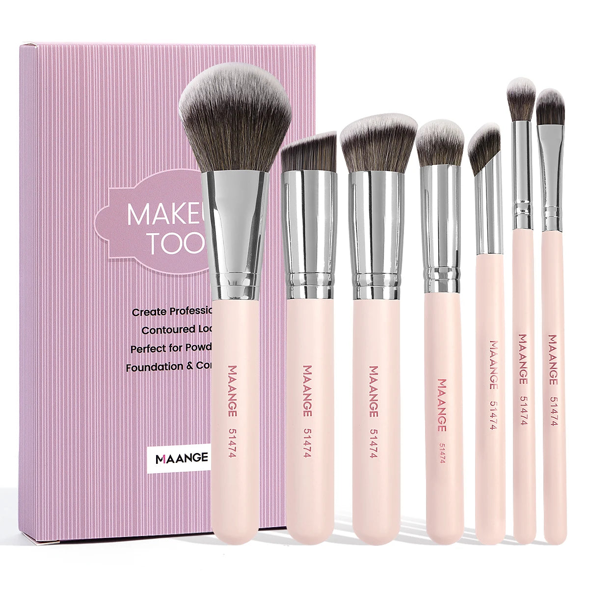 MAANGE 7PCS Makeup Brush Set Foundation Concealer Eyeshadow Makeup Brush for Liquid Cream Soft Fluffy Cosmetic Makeup Tools