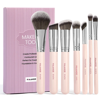 MAANGE 7PCS Makeup Brush Set Foundation Concealer Eyeshadow Makeup Brush for Liquid Cream Soft Fluffy Cosmetic Makeup Tools