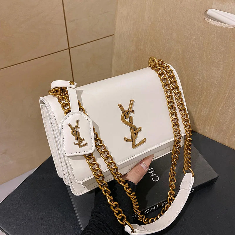 2025 Best Selling Luxury Women's Chain Crossbody Bag - Spacious Square Shoulder Bag With Phone Compartment For Commuters