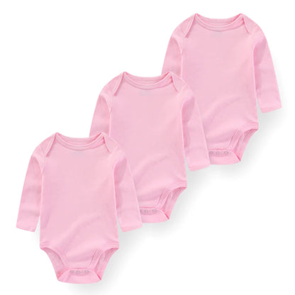Kiddiezoom 3 Pcs Newborn Cartoon Long Sleeve 100%cotton Baby Boy Girl Bodysuit Soft Infant Onesies Clothes