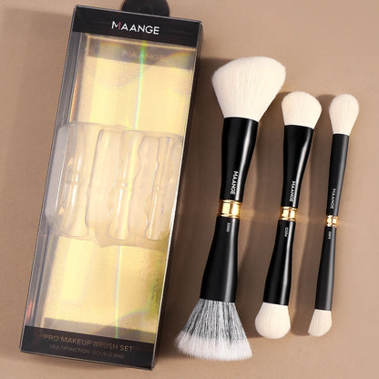 MAANGE 3pcs Dual-Head Multifunctional Makeup Brushes Sloping Foundation Concealer Brush Kabuki for Liquid Cream Blending Beauty