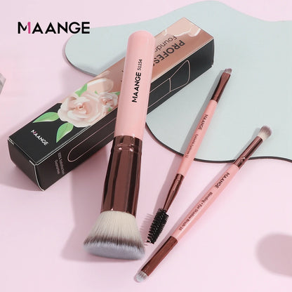 MAANGE 3PCS Makeup Brushes Set Foundation Concealer Brush Eyelashes Brush Eyeshadow Brush Blending Soft Bristles Makeup Tools
