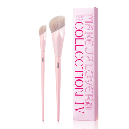 Jessup Foundation Brush and Concealer Brush, Pink Makeup Brushes Set 2Pcs Premium Synthetic Face Brushes Makeup , T497