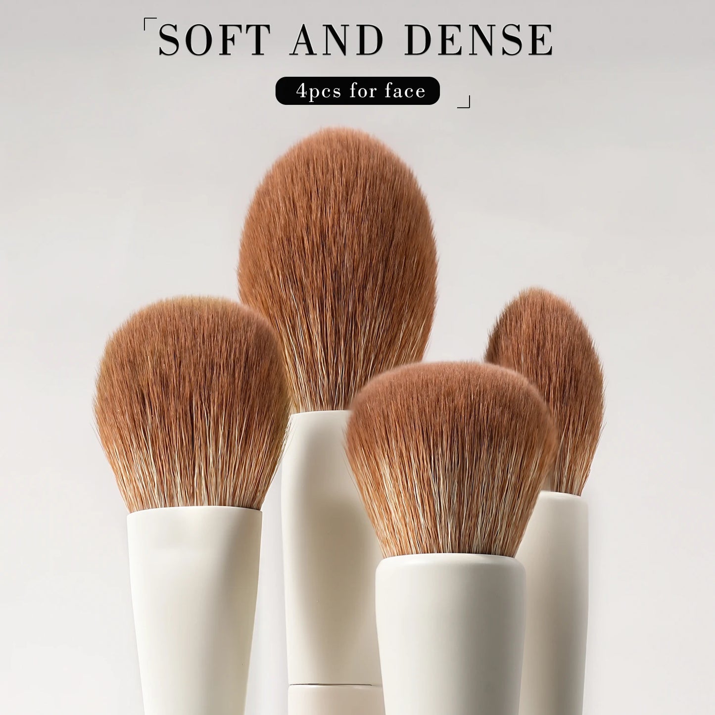 BEILI 15 PCS Makeup Brush Sets Beige Synthetic Hair Brush Foundation Contour Eyeshadow Eyeliner Blush Blending Highlight Brush