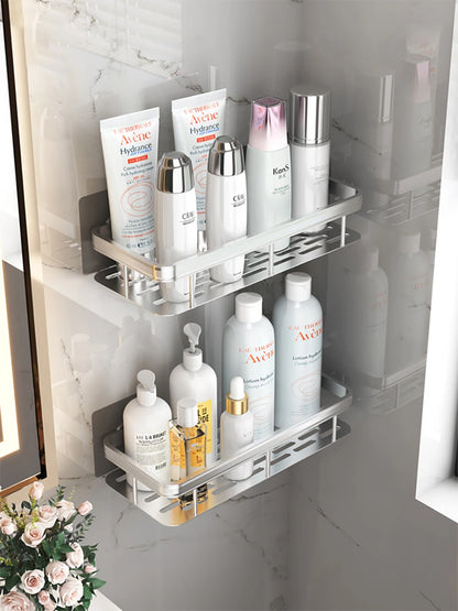 Bathroom Shelf No Drill Wall Mounted Shampoo Bottle Shower Corner Rack Toilet Storage Rack Aluminum Bathroom Kitchen Accessories