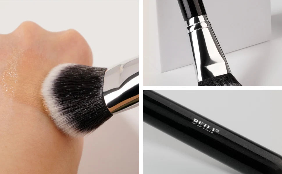 BEILI Professional Bevel Foundation Makeup Brush 1Pcs Soft Synthetic Hair For Liquid Cream Powder Emulsion Contouring Face Brush