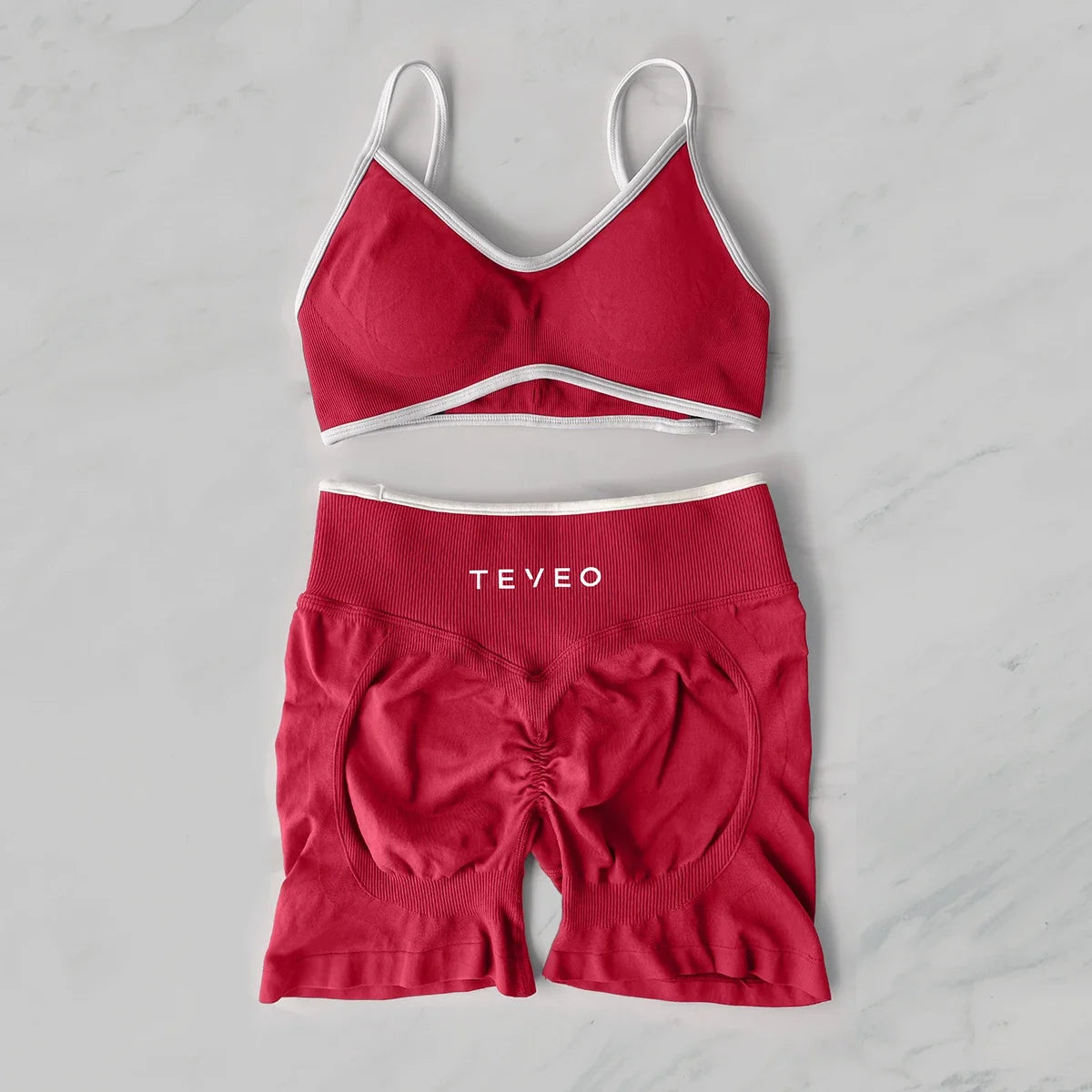 TEVEO  Yoga Women's High-Waist Tummy Control Fitness Leggings Sportswear Gym Workout Running Pants 2 Pieces Gym Set