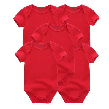 Kiddiezoom 5 Pcs Four Seasons Fashion Cartoon Short Sleeve Baby Boy Girl Bodysuits Soft 100%Cotton Newborn Onesies Clothes