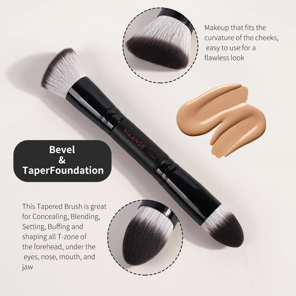 MAANGE 4pcs Dual-ended Makeup Brushes Set With Box Foundations Powder Conceal Blush for Eyeshadow Basic Brush Beginner Travel