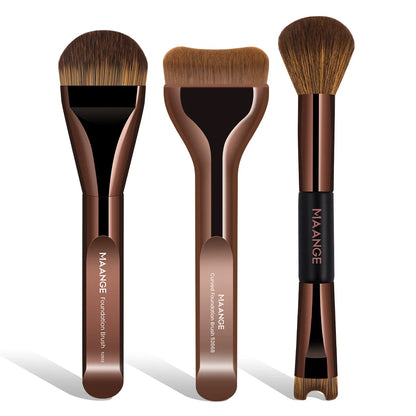 MAANGE 3pcs Foundation Makeup Brushes Ultra Thin Top Mask Brushes Nose Contour U-Shaped Brush for Double Head Nose Shadow Brush