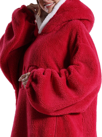 Adults Long Blanket with Sleeves Winter Hoodies Sweatshirt Plus Size Feminino Fleece Wearable Blanket Hoodie Oversized