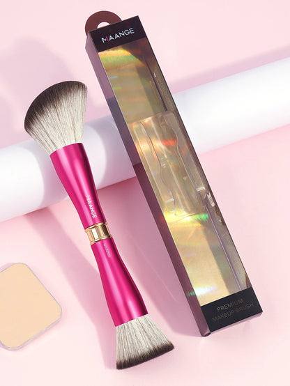 MAANGE Dual-ended Makeup Brush Flat Top Foundation Brush Angled Brush for Contour Mineral Powder Blush